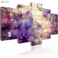 Abstract Purple Flower Prints Wall Art 5 Pieces ZK